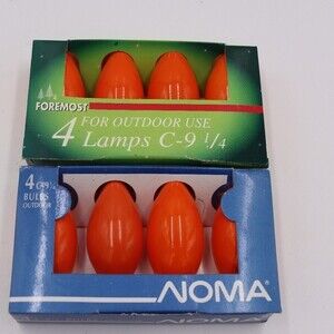 Vintage LIGHT Bulds Orange Christmas Halloween Light Bulbs C9 1/4